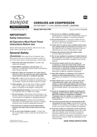 Notice Sun Joe 24VAJCLTW Compressor