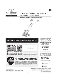 Notice Sun Joe 24VX2TLR14 Cultivator