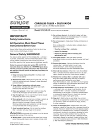 Notice Sun Joe 24VTLRLTE Stapler