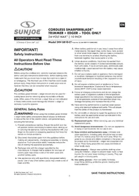 Notice Sun Joe 24VTBLTE Stapler