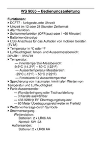 Notice TECHNOLINE WS 9065 Stazione Meteo
