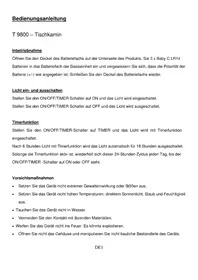 Notice TECHNOLINE T 9800 Cheminée électrique