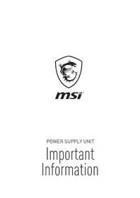Notice MSI MPG A1000G Alimentation (PC)