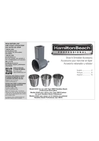 Notice HAMILTON BEACH 63247 Accessoire pour robot de cuisine
