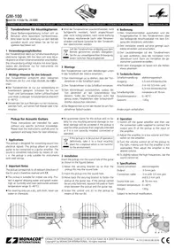 Notice Monacor GM100 Guitare