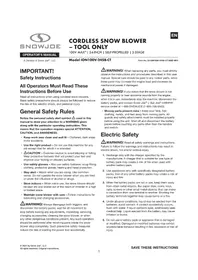 Notice Snow Joe ION100V24SBCT Snow blower