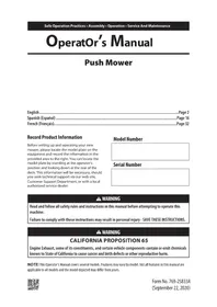 Notice TROY-BILT TB100 Tondeuse à gazon