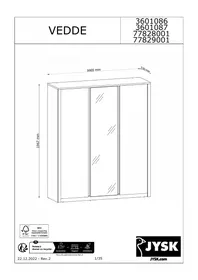 Notice JYSK VEDDE 167X197 Armoire