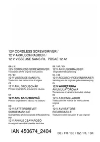 Notice PARKSIDE PBSAE 12 A1 Perceuse