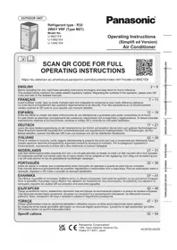 Notice PANASONIC U8MZ1E8 Klima