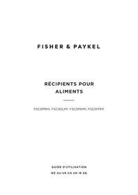Notice Fisher & Paykel FSC3PRM1 Recipients alimentaires