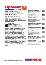 Notice Optimate DC Chargeur de batterie