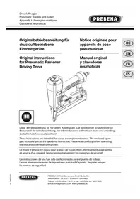 Notice Prebena DNPF16 Agrafeuse pneumatique