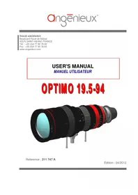 Notice Angénieux OPTIMO 19.594 Objectif