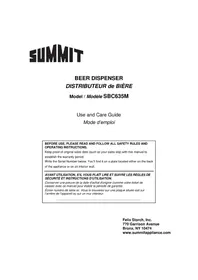 Notice Summit SBC635MFR Tireuse à bière