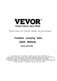 Notice Vevor APSS005 Table de camping pliable