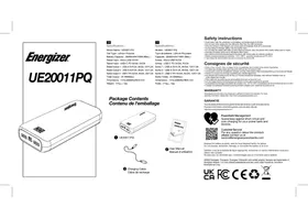 Notice ENERGIZER UE20011PQ Batterie portable
