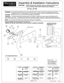 Notice Progress Lighting P3114 Éclairage