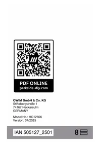 Notice PARKSIDE PASA 20LI D3 Batterie