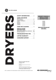 Notice GE PROFILE PFD95GSPTDS Secadora