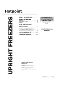 Notice HOTPOINT HUF13STRWW Congélateur