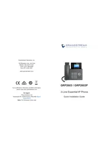 Notice GRANDSTREAM GRP2603 Téléphone fixe IP
