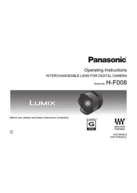 Notice PANASONIC LUMIX HF008 Fotocamera