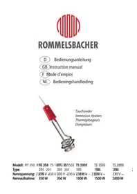 Notice Rommelsbacher TS 1001 Chauffe-eau électrique