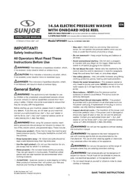 Notice Sun Joe SPX4601 Pressure washer