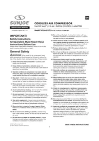 Notice Sun Joe 24VAJCLTE Compressor