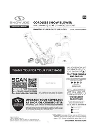 Notice Snow Joe 24VX2SB18 Snow blower