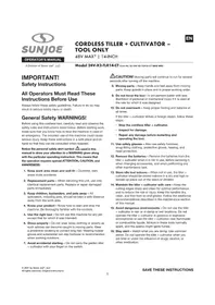 Notice Sun Joe 24VX2TLR14CT Cultivator