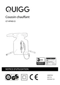 Notice QUIGG GTHPMB03 Coussin chauffant