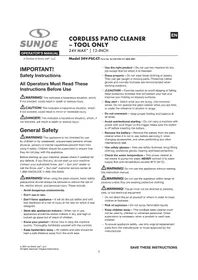 Notice Sun Joe 24VPSCCT Patio cleaner