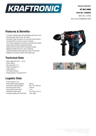 Notice Kraftronic KTBH 1600 Marteau