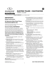 Notice Sun Joe TJ605EELT Motoculteur électrique