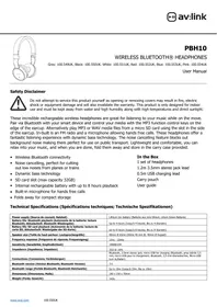 Notice AV:link PBH10 Ecouteur