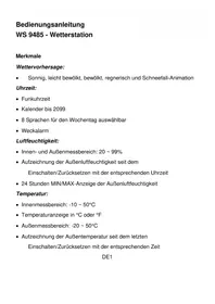 Notice TECHNOLINE WS 9485 Stazione Meteo