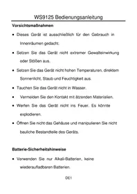 Notice TECHNOLINE WS 9125 Wetterstation
