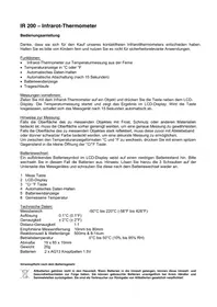 Notice TECHNOLINE IR 200 Thermomètre