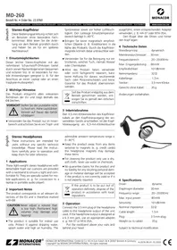 Notice Monacor MD260 Ecouteur