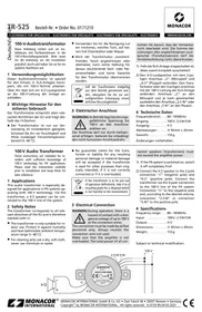 Notice Monacor TR525 Convertisseur audio/vidéo