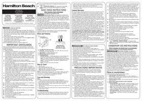 Notice HAMILTON BEACH SURETOAST 22820 Grille pain