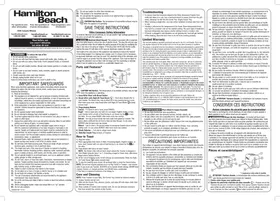 Notice HAMILTON BEACH 24990 Grille pain