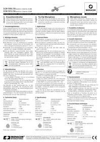 Notice Monacor ECM501LSK Microphone