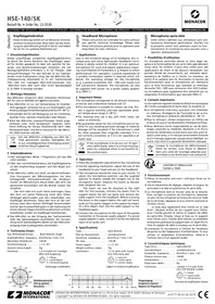 Notice Monacor HSE140SK Microphone