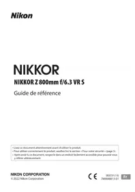 Notice NIKON NIKKOR Z 800MM F6.3 VR S Objectif photo