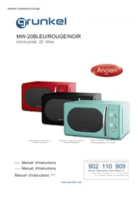 Notice Grunkel MW20AZUL Four à micro-ondes