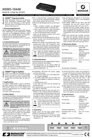 Notice Monacor HDMS1044K Répartiteur