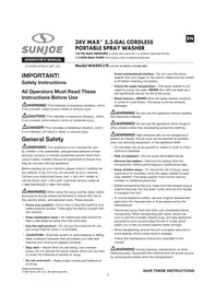 Notice Sun Joe WA24CLTE Pressure washer